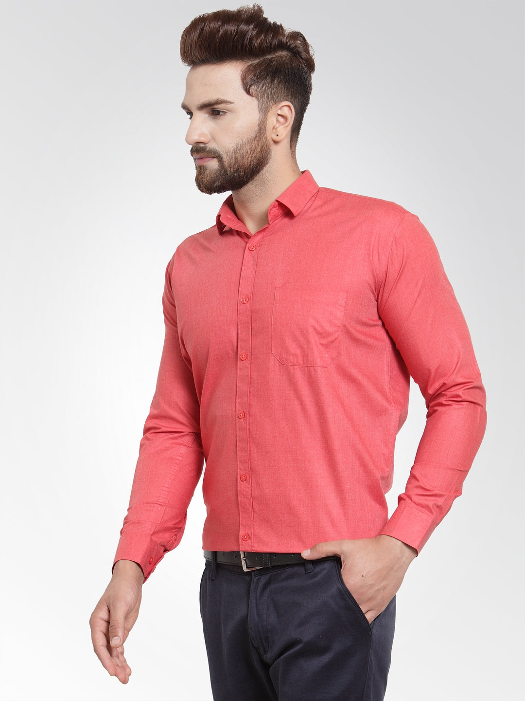 Buy Jainish Men's Cotton Solid Desire Orange Formal Shirt's ( SF ...