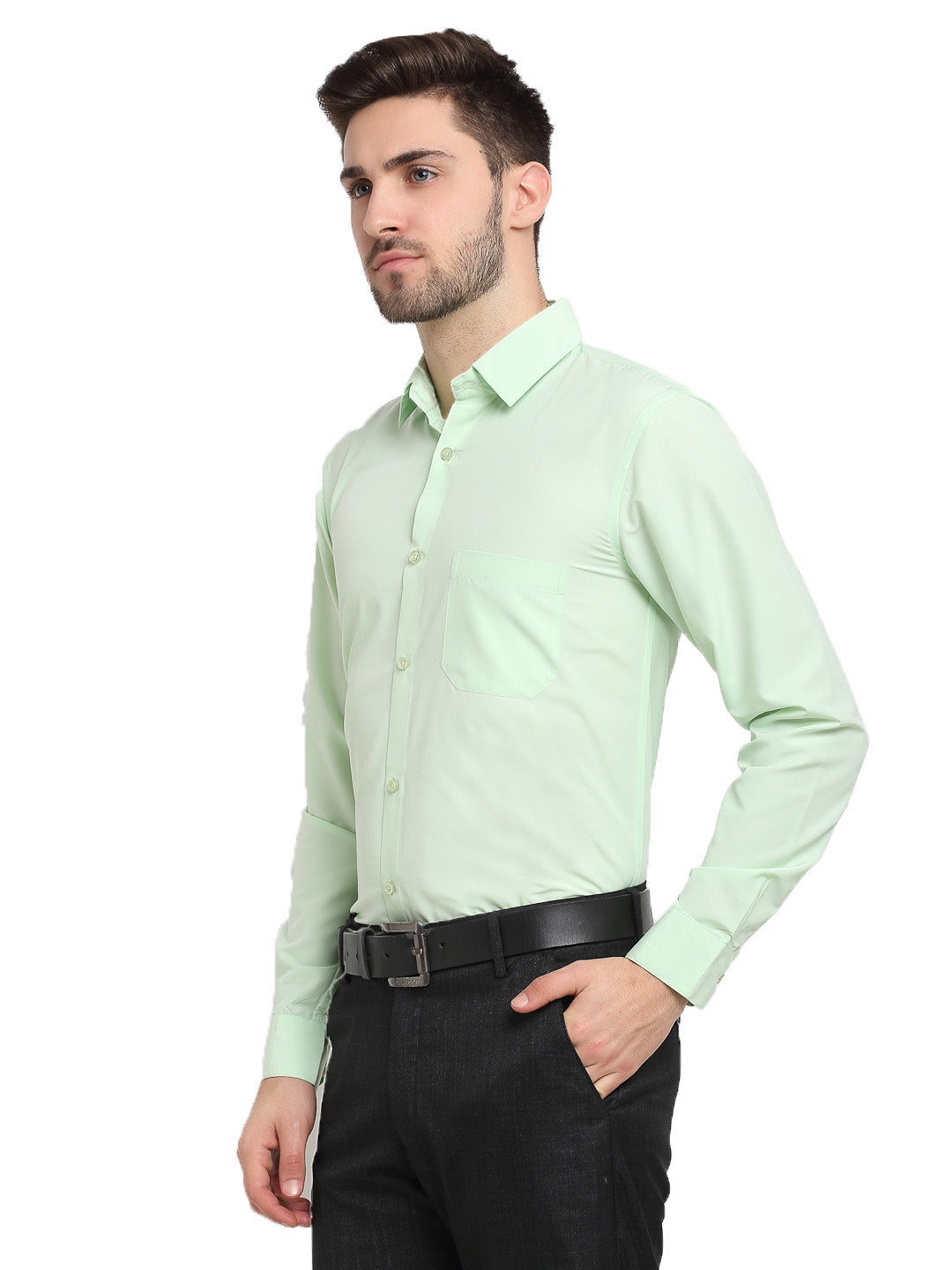 Jainish Men's Cotton Solid Light Green Formal Shirt's ( SF 361Light-Green ) - Distacart