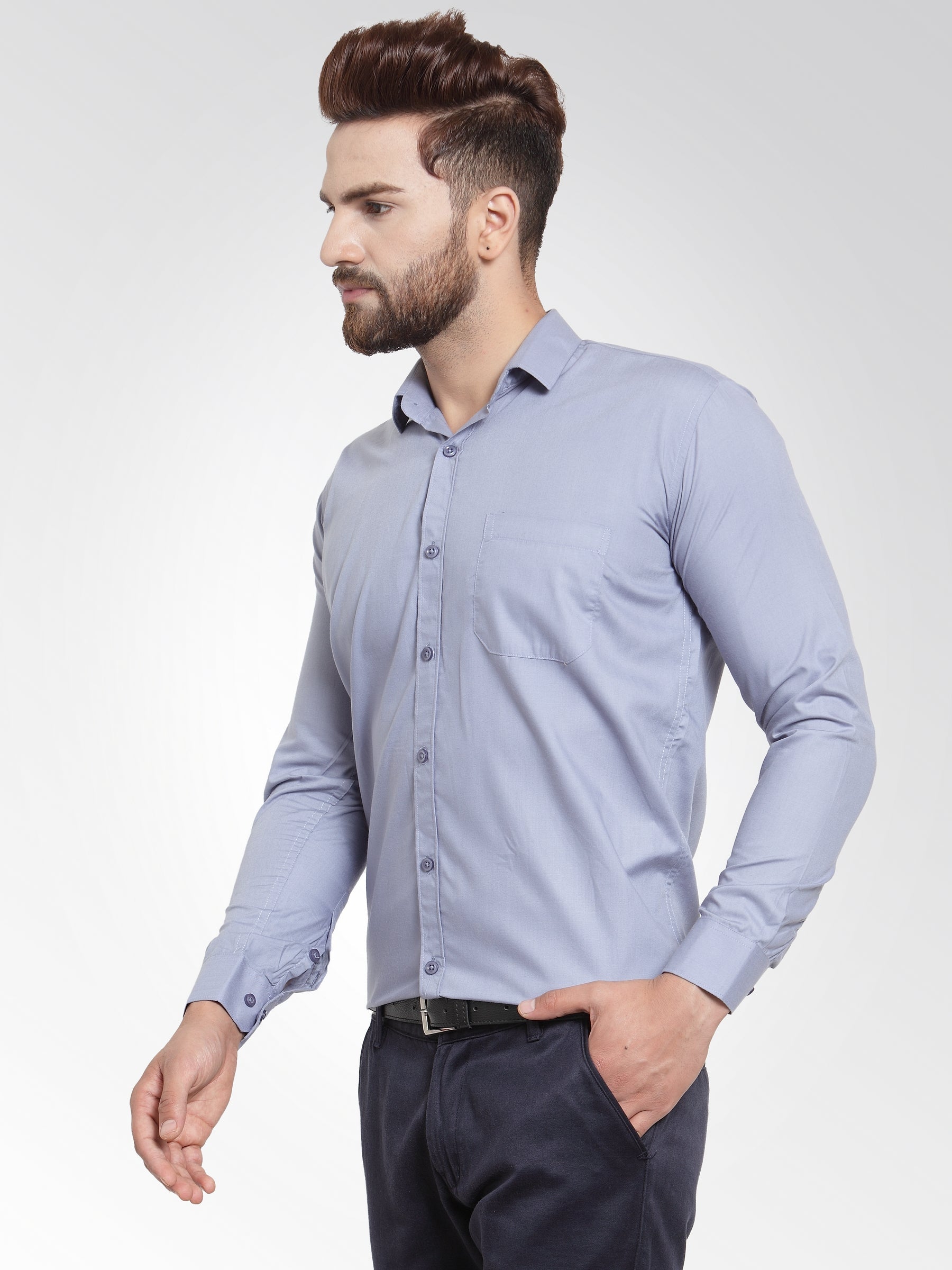 Jainish Men's Cotton Solid Light Grey Formal Shirt's ( SF 361Light-Grey ) - Distacart