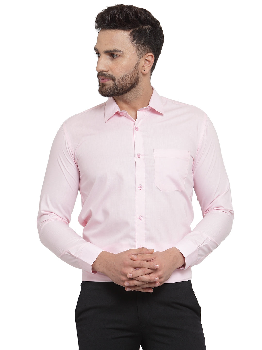 Jainish Men's Cotton Solid Light Pink Formal Shirt's ( SF 361Light-Pink ) - Distacart
