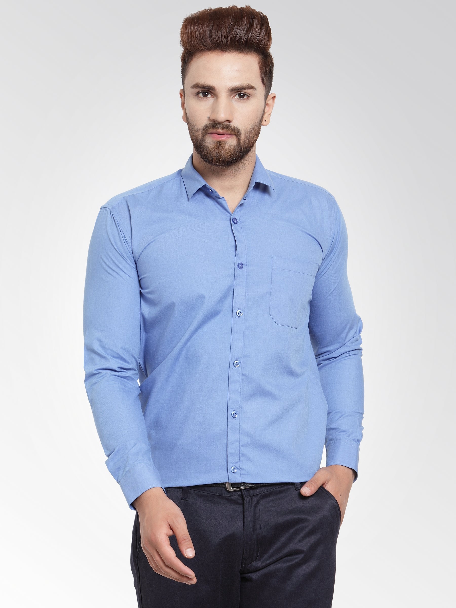 Jainish Men's Cotton Solid Light Blue Formal Shirt's ( SF 361Light-Blue ) - Distacart