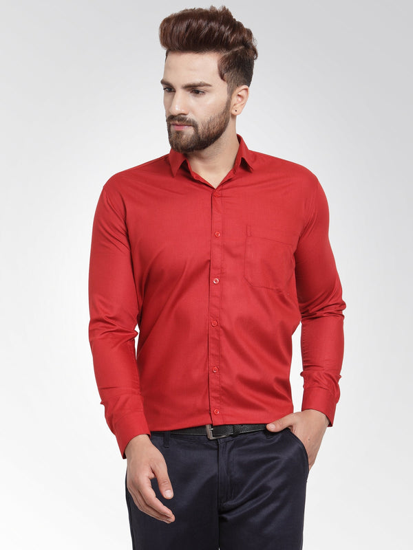 Jainish Men's Cotton Solid Maroon Formal Shirt's ( SF 361Mehroon ) - Distacart