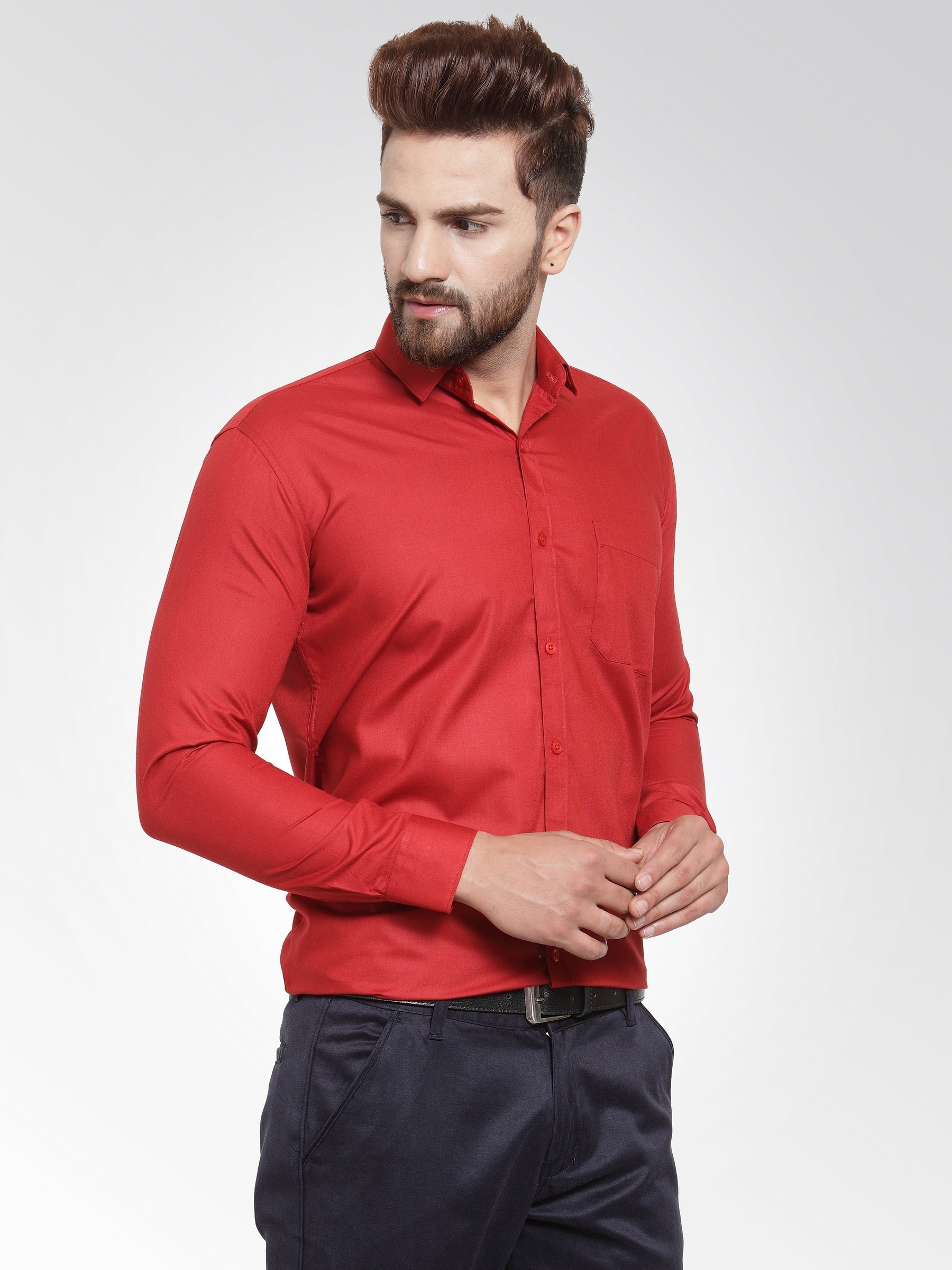 Jainish Men's Cotton Solid Maroon Formal Shirt's ( SF 361Mehroon ) - Distacart