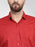 Thumbnail for Jainish Men's Cotton Solid Maroon Formal Shirt's ( SF 361Mehroon ) - Distacart
