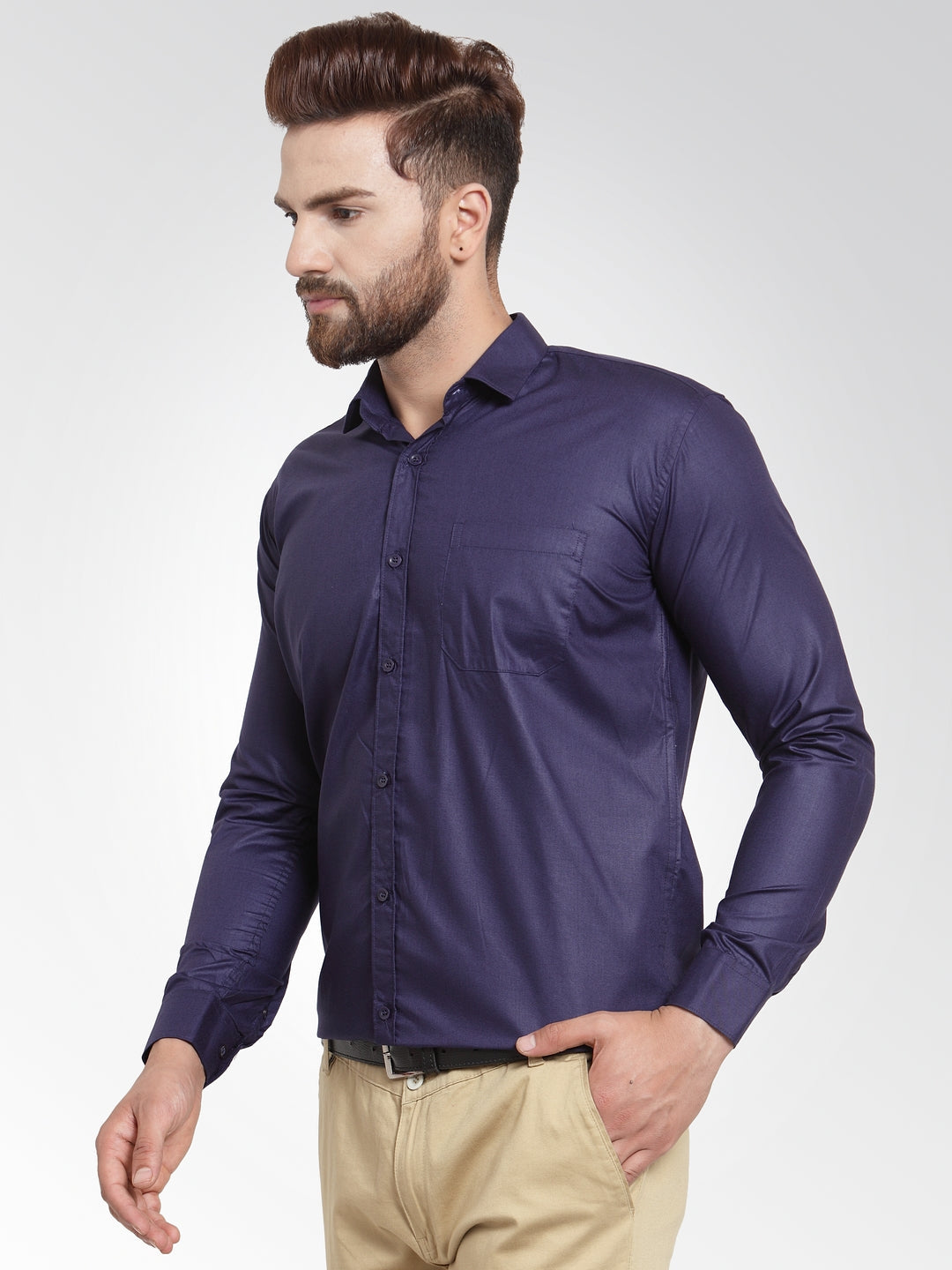Jainish Men's Cotton Solid Navy Blue Formal Shirt's ( SF 361Navy ) - Distacart