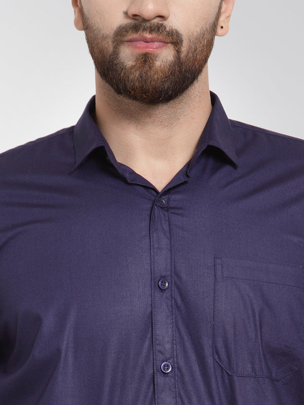 Jainish Men's Cotton Solid Navy Blue Formal Shirt's ( SF 361Navy ) - Distacart