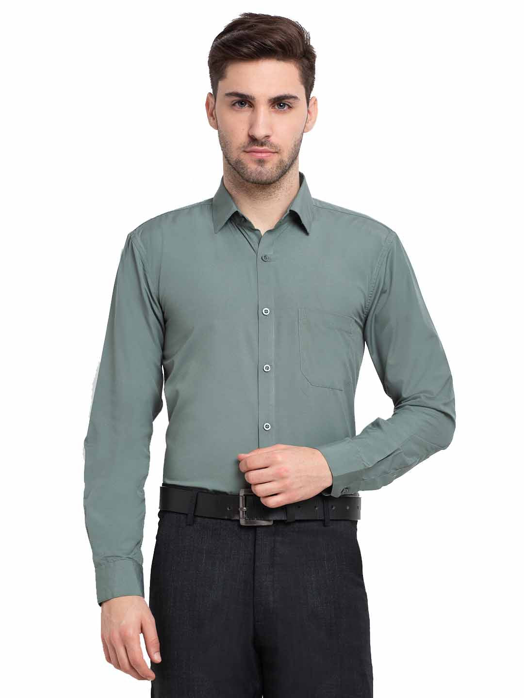 Jainish Men's Cotton Solid Pista Green Formal Shirt's ( SF 361Pista ) - Distacart