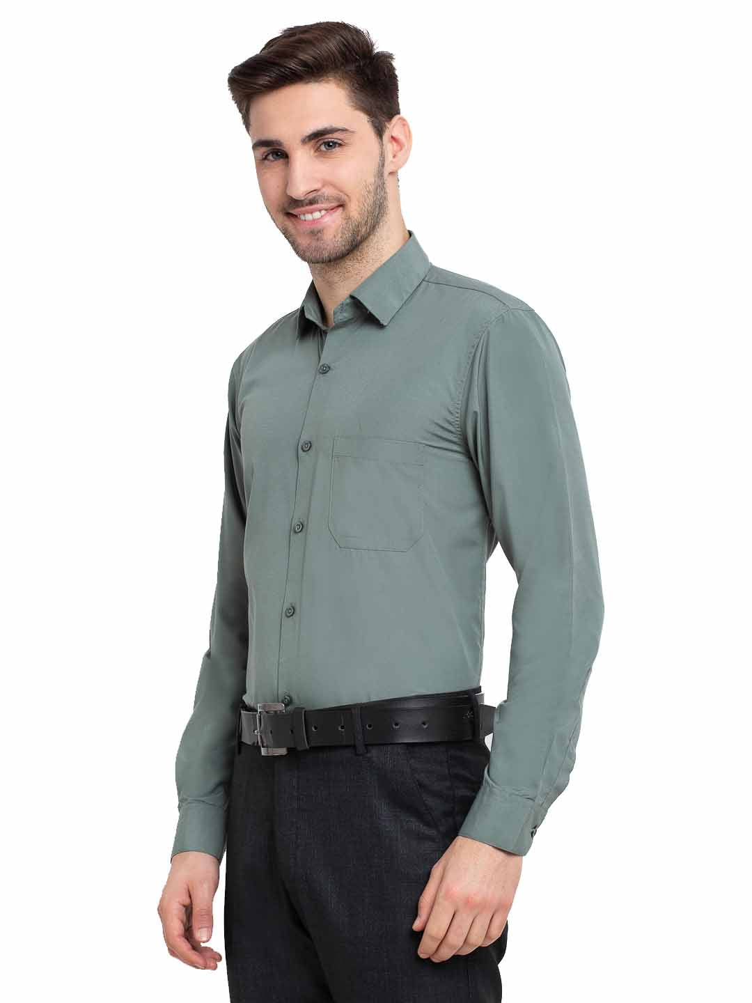 Jainish Men's Cotton Solid Pista Green Formal Shirt's ( SF 361Pista ) - Distacart