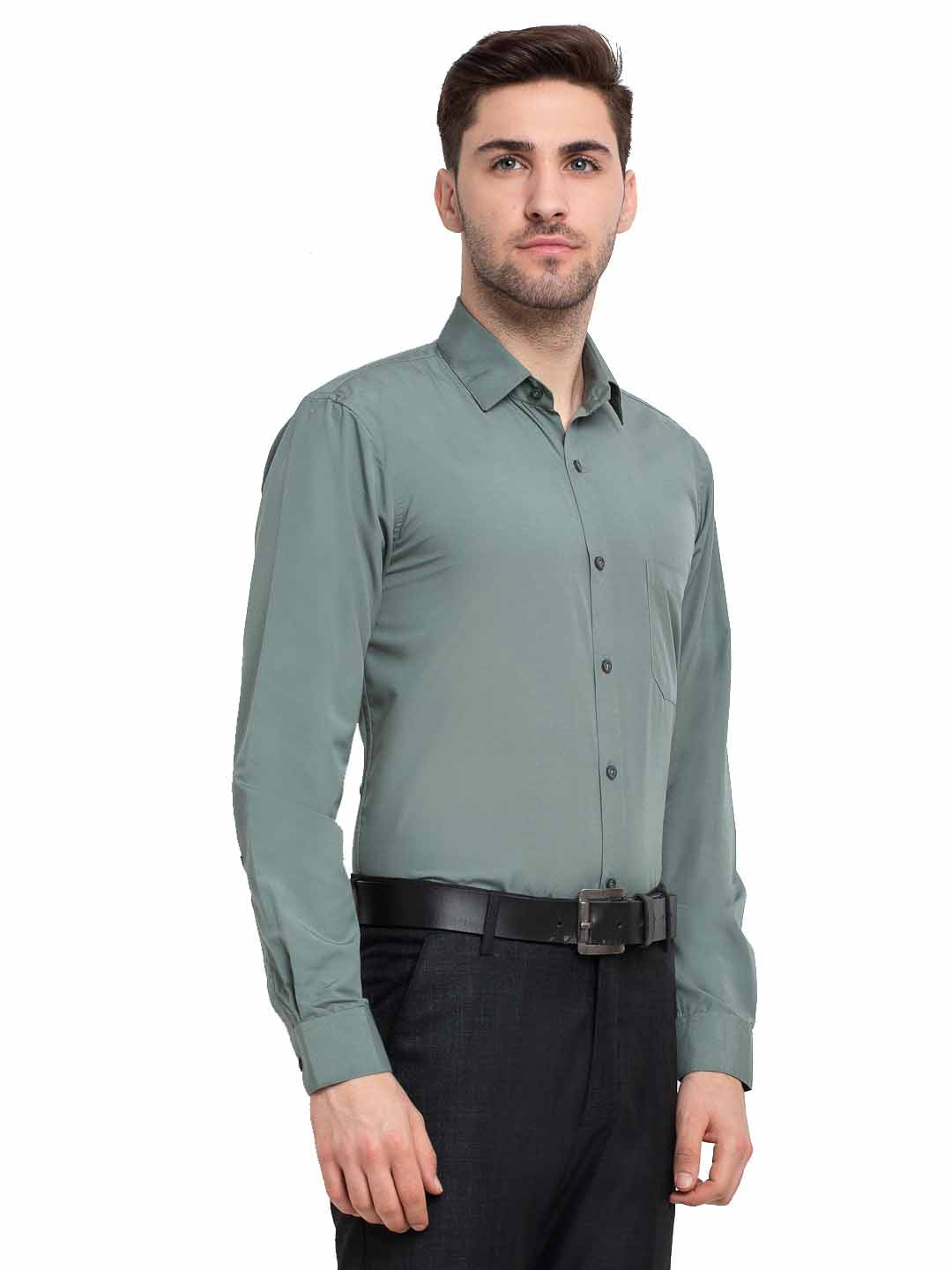 Jainish Men's Cotton Solid Pista Green Formal Shirt's ( SF 361Pista ) - Distacart