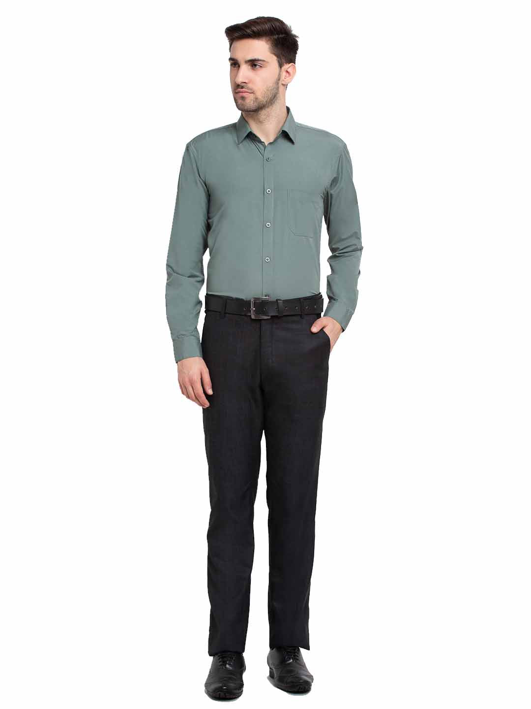 Jainish Men's Cotton Solid Pista Green Formal Shirt's ( SF 361Pista ) - Distacart