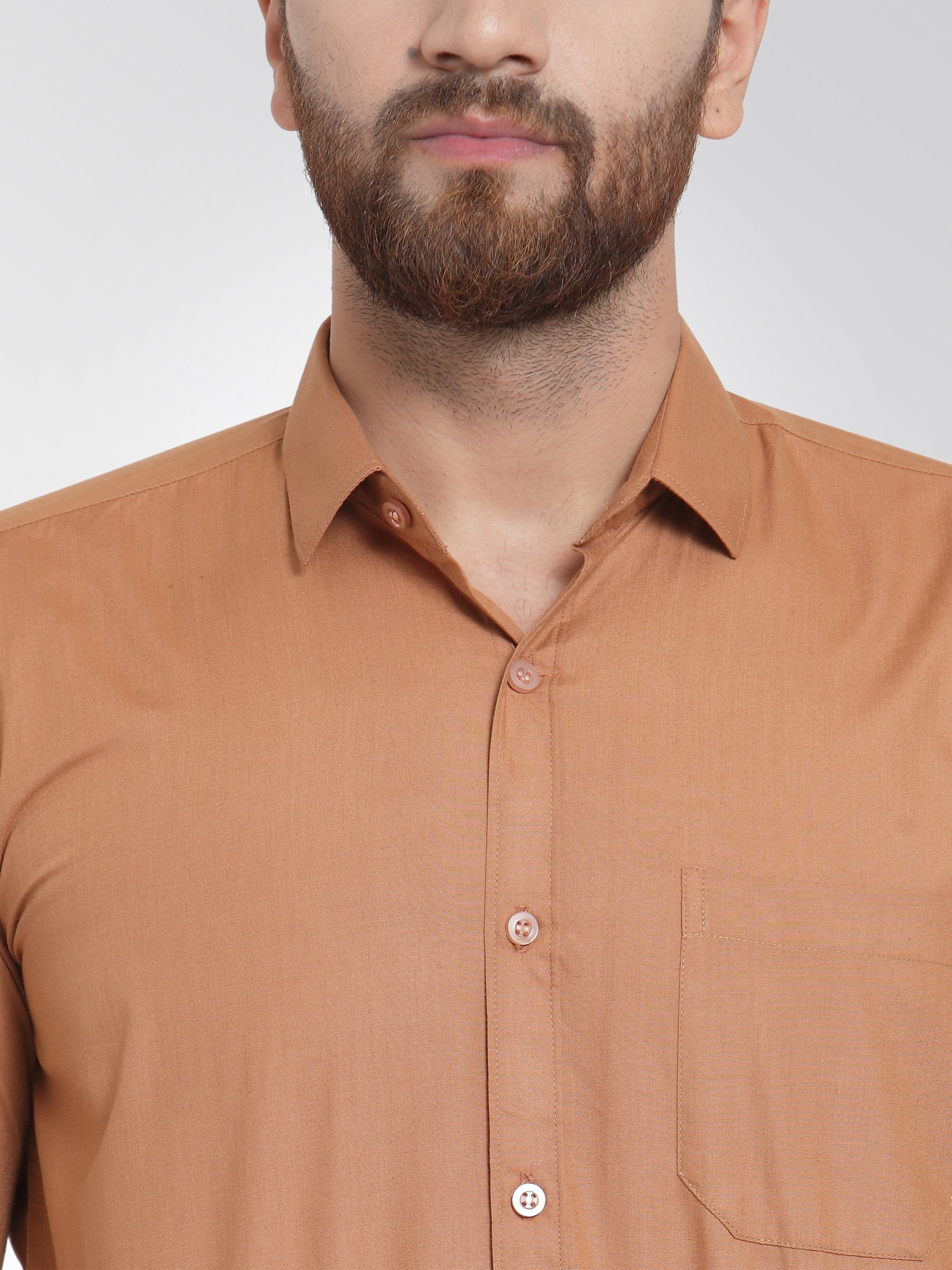 Jainish Men's Cotton Solid Rust Orange Formal Shirt's ( SF 361Rust ) - Distacart