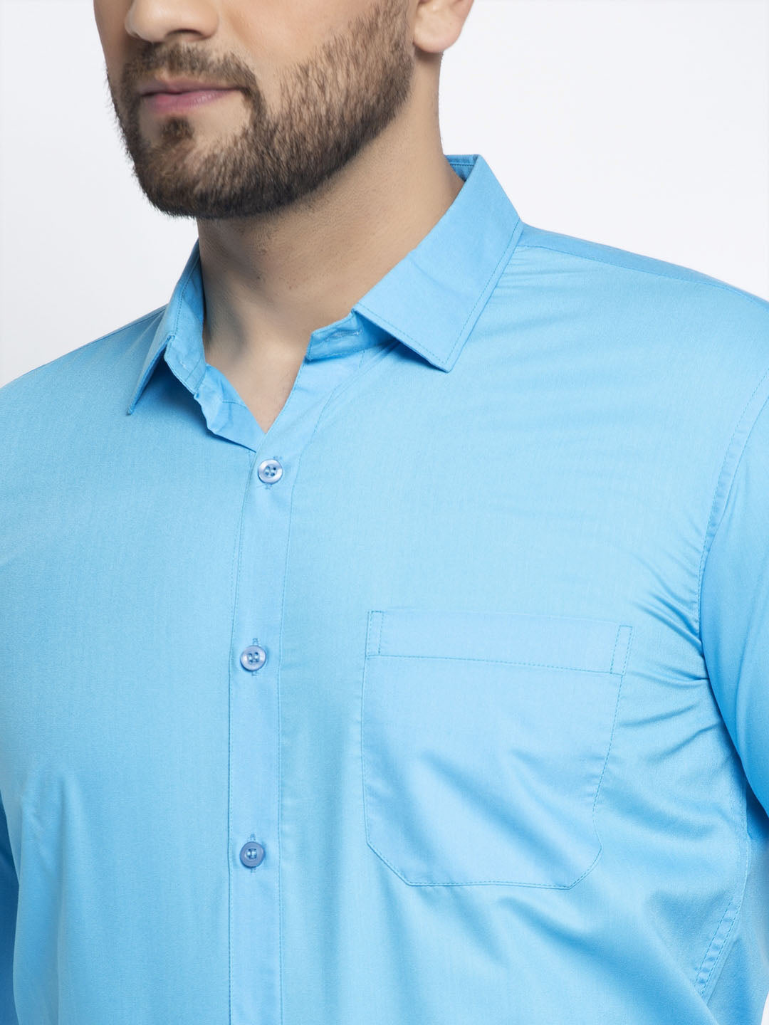 Jainish Men's Cotton Solid Sky Blue Formal Shirt's ( SF 361Sky ) - Distacart