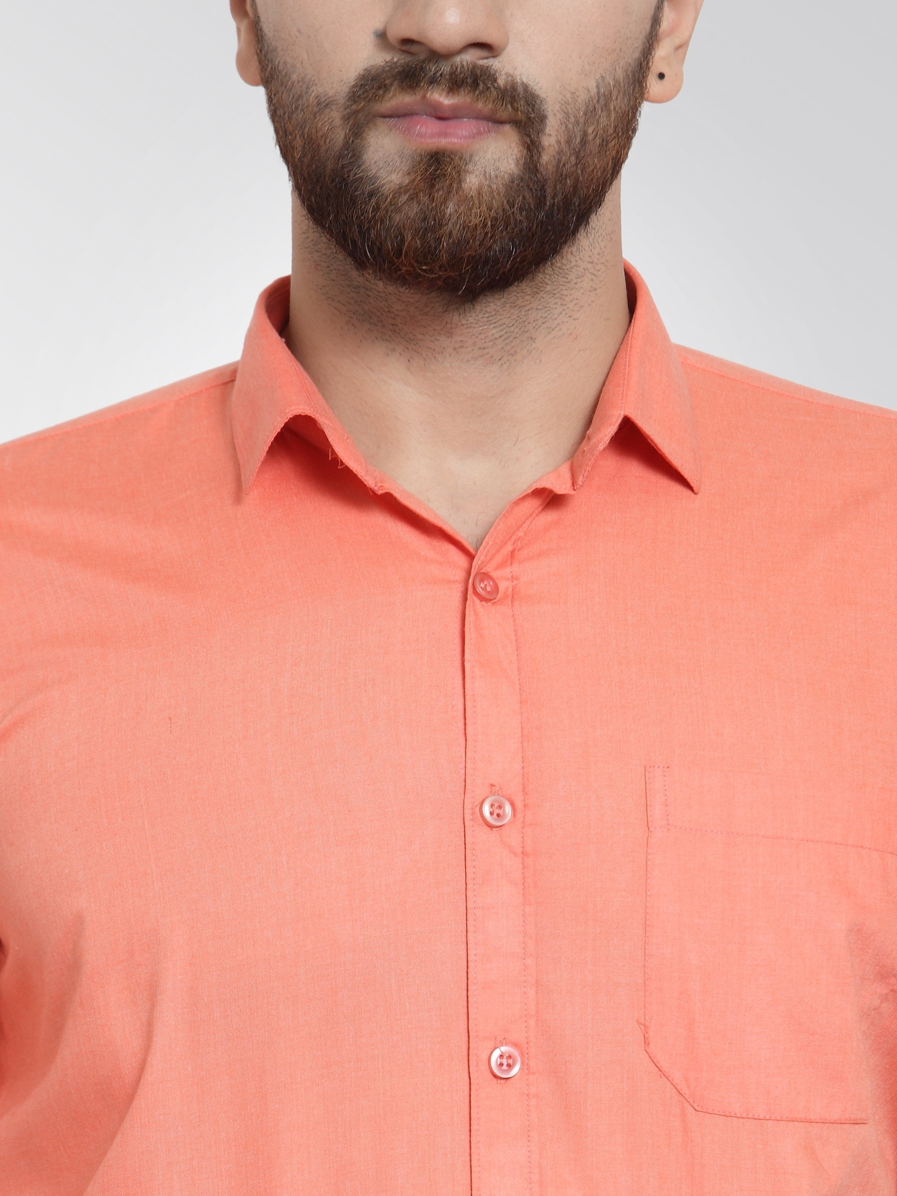 Jainish Men's Cotton Solid Starfish Orange Formal Shirt's ( SF 361Starfish-Orange ) - Distacart