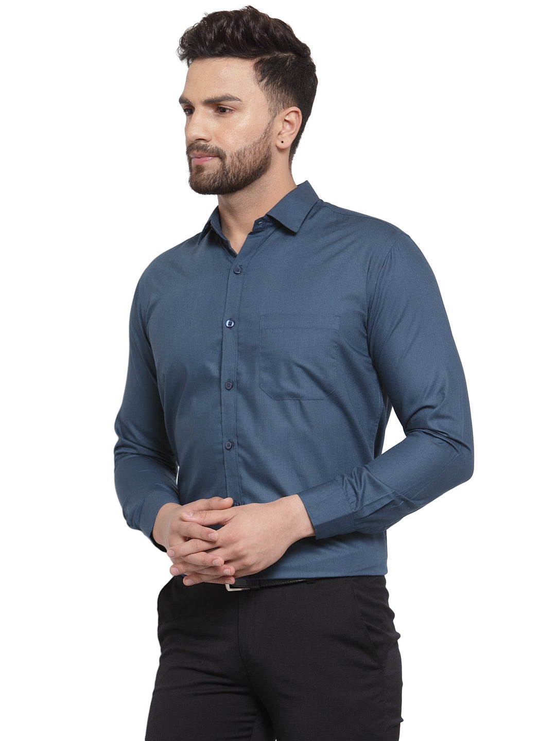 Jainish Men's Cotton Solid Teal Blue Formal Shirt's ( SF 361Teal ) - Distacart