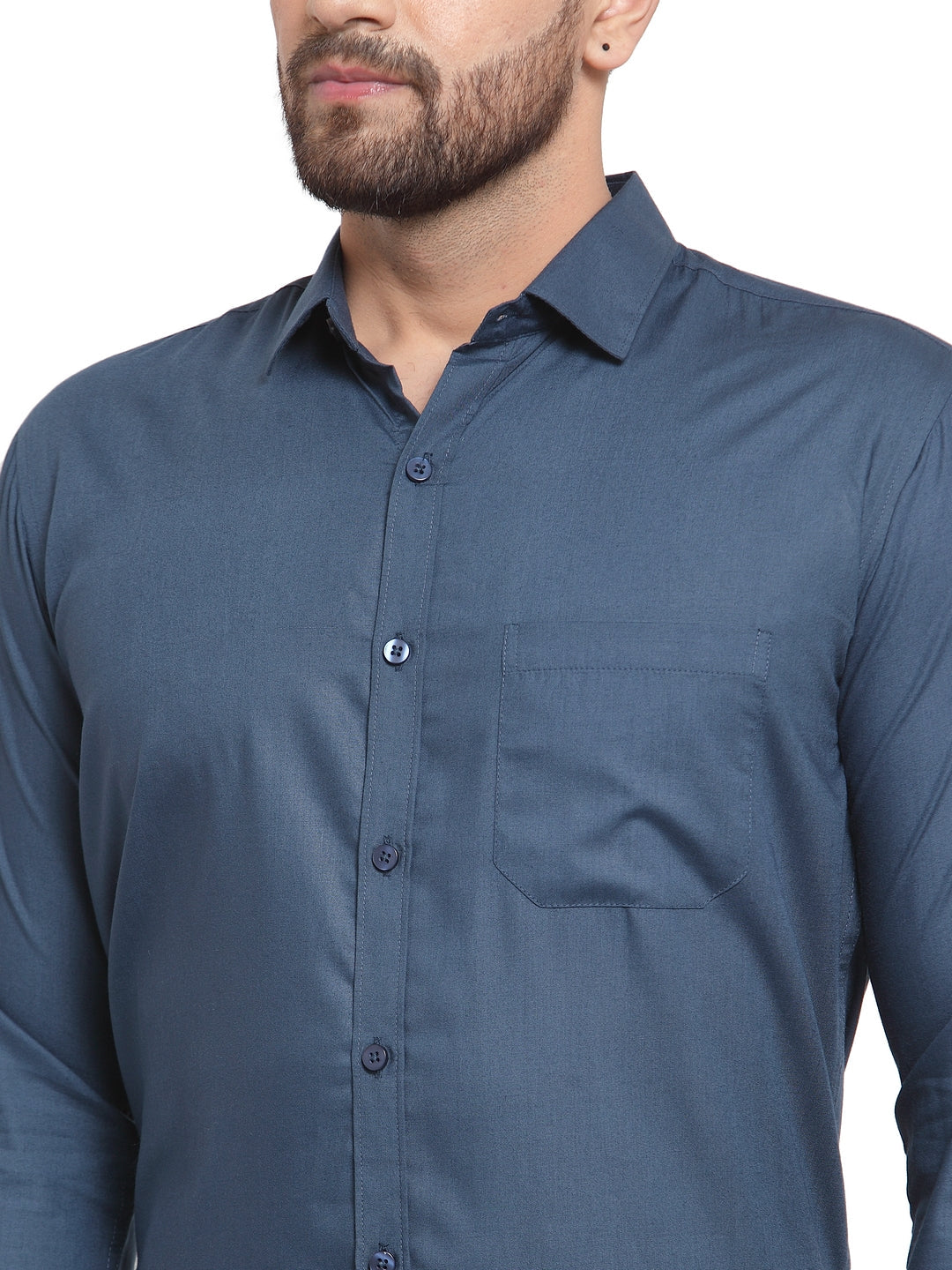 Jainish Men's Cotton Solid Teal Blue Formal Shirt's ( SF 361Teal ) - Distacart