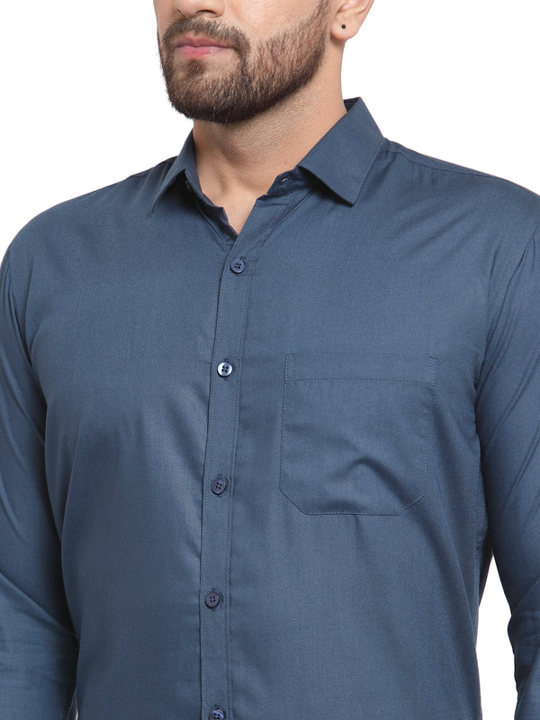 Jainish Men's Cotton Solid Teal Blue Formal Shirt's ( SF 361Teal ) - Distacart