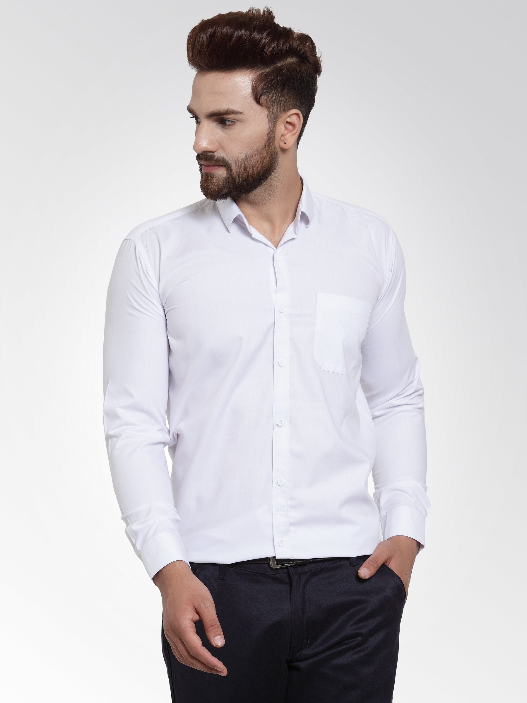 Jainish Men's Cotton Solid White Formal Shirt's ( SF 361White ) - Distacart