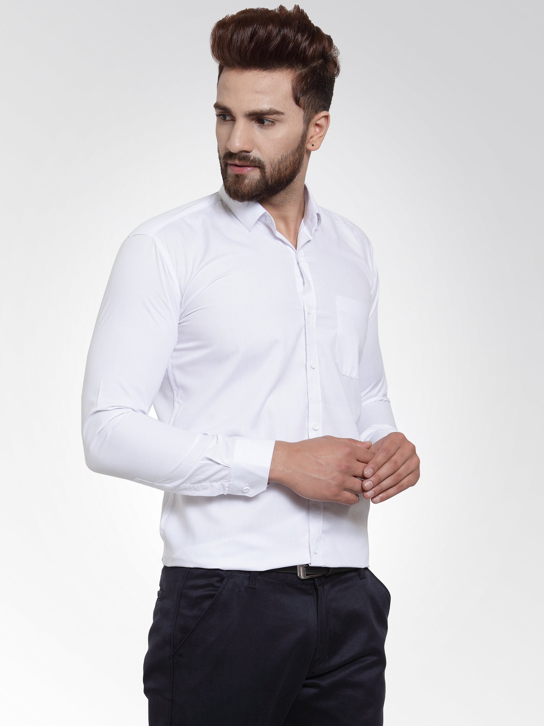 Jainish Men's Cotton Solid White Formal Shirt's ( SF 361White ) - Distacart