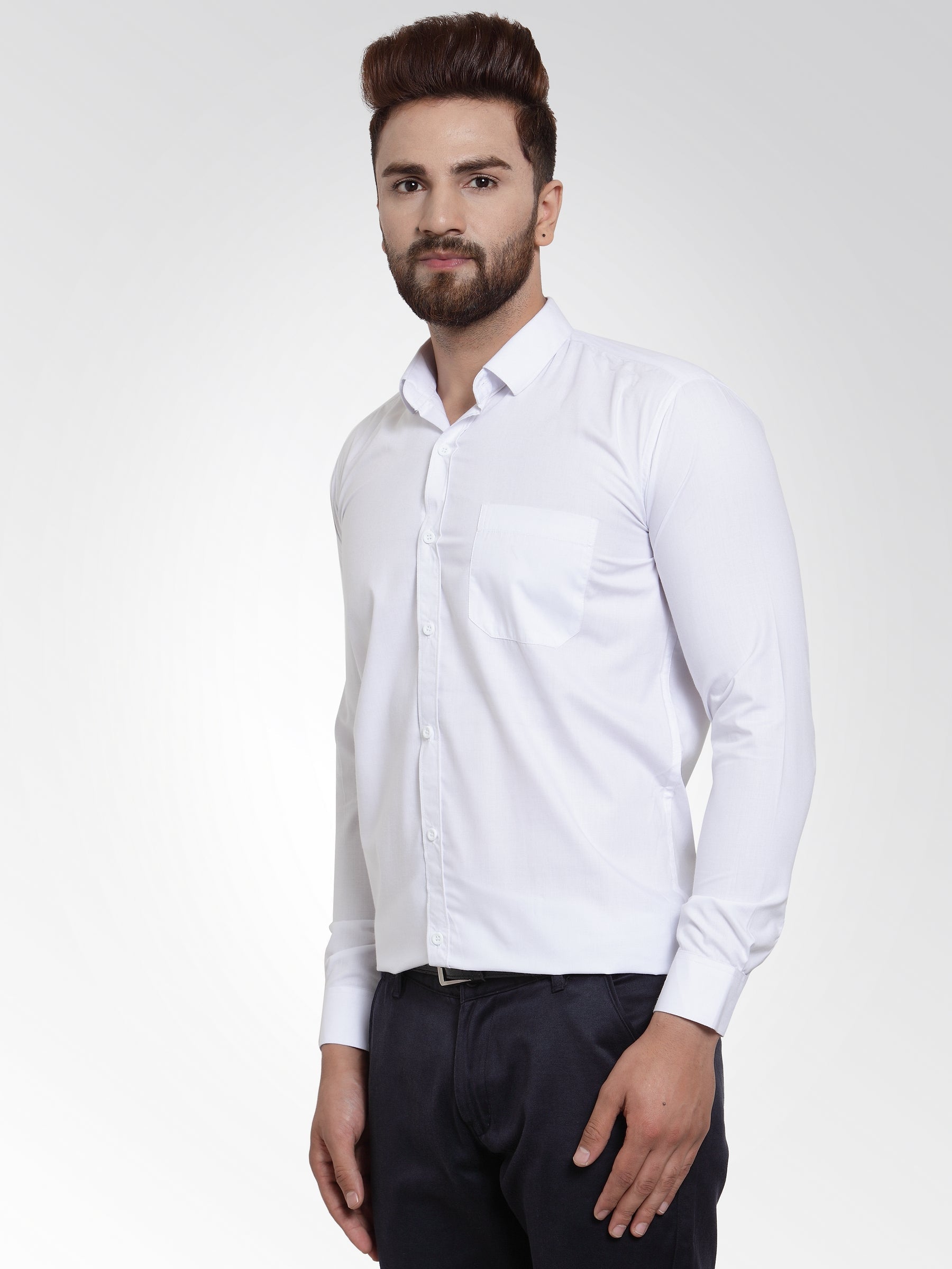Jainish Men's Cotton Solid White Formal Shirt's ( SF 361White ) - Distacart