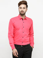 Thumbnail for Jainish Coral Red Formal Shirt with black detailing ( SF 411Coral ) - Distacart
