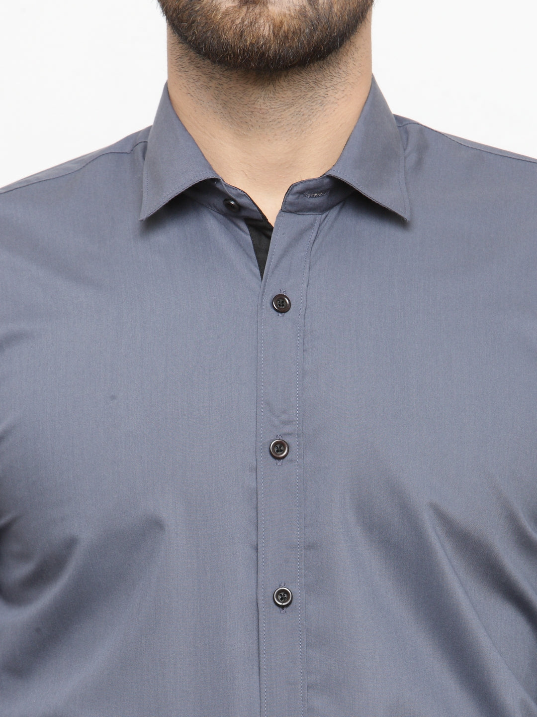 Jainish Grey Formal Shirt with black detailing ( SF 411Grey ) - Distacart