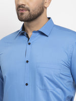 Thumbnail for Jainish Light Blue Formal Shirt with black detailing ( SF 411Light-Blue ) - Distacart