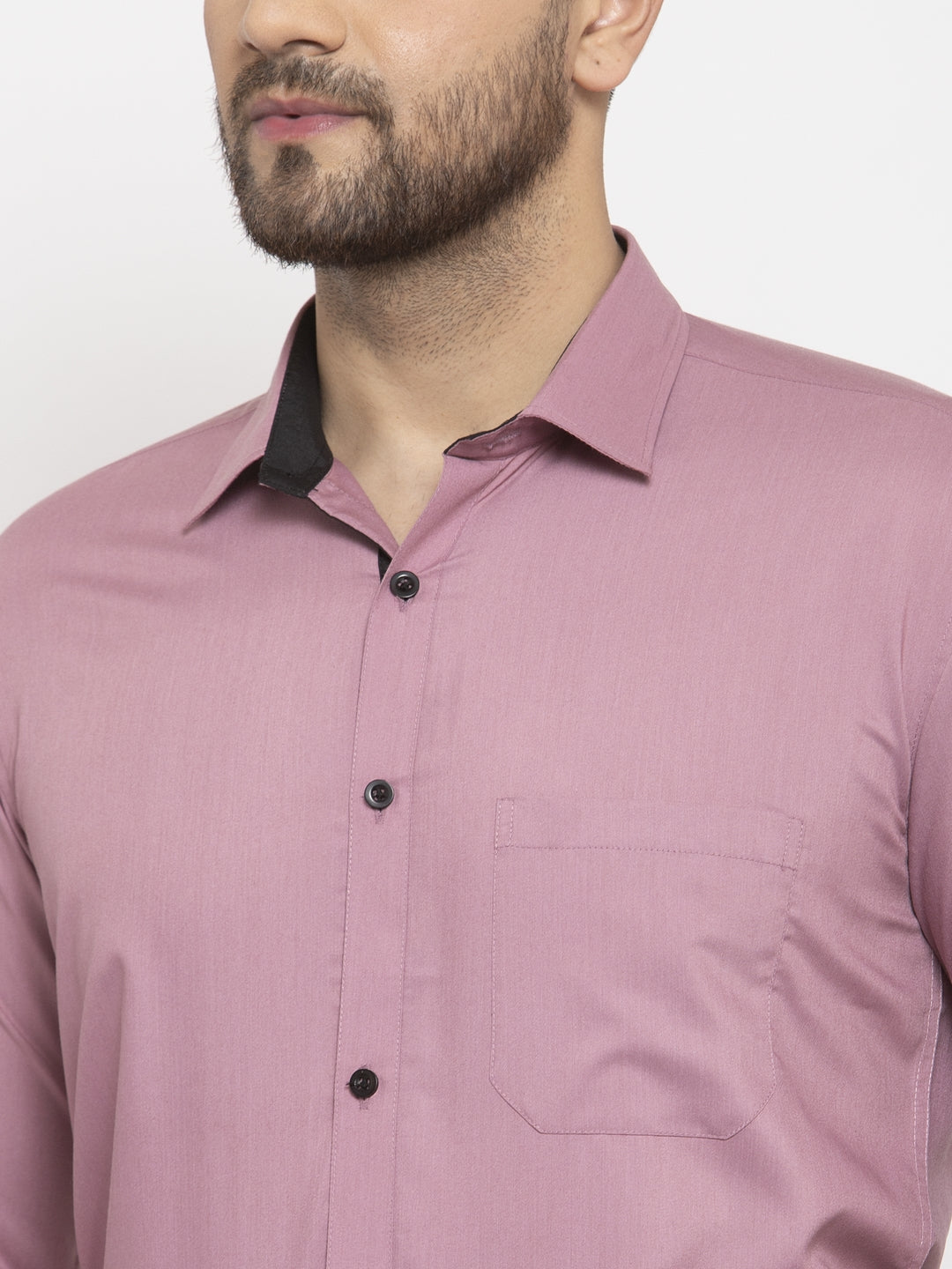 Jainish Magenta Formal Shirt with black detailing ( SF 411Magenta ) - Distacart