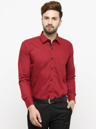 Jainish Maroon Formal Shirt with black detailing ( SF 411Red ) - Distacart