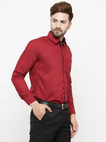 Thumbnail for Jainish Maroon Formal Shirt with black detailing ( SF 411Red ) - Distacart