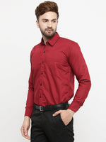 Thumbnail for Jainish Maroon Formal Shirt with black detailing ( SF 411Red ) - Distacart