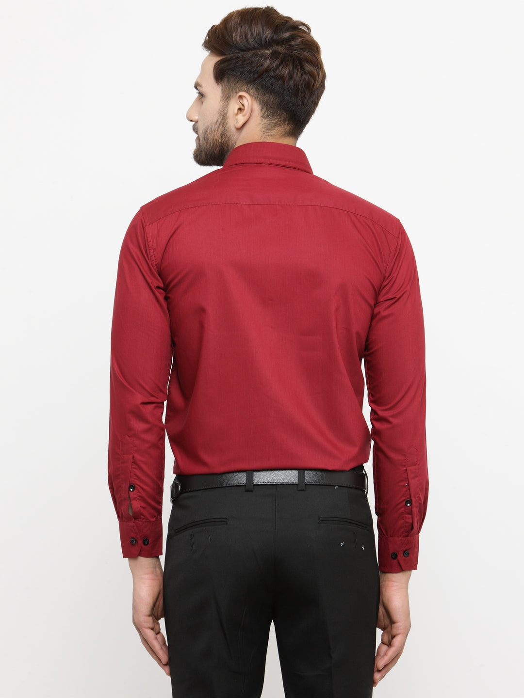 Jainish Maroon Formal Shirt with black detailing ( SF 411Red ) - Distacart