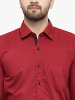 Thumbnail for Jainish Maroon Formal Shirt with black detailing ( SF 411Red ) - Distacart