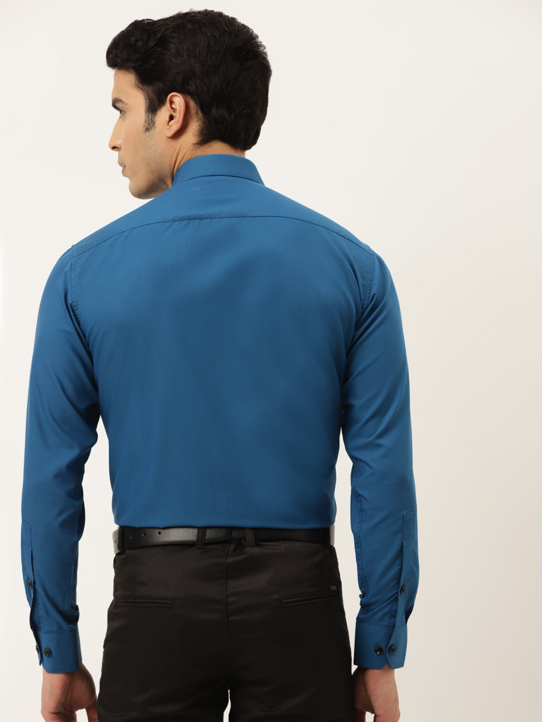 Jainish Pecock Green Formal Shirt with black detailing ( SF 411Peacock ) - Distacart