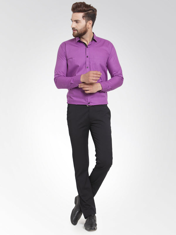Jainish Purple Formal Shirt with black detailing ( SF 411Purple ) - Distacart