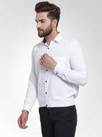 Thumbnail for Jainish White Formal Shirt with black detailing ( SF 411White ) - Distacart