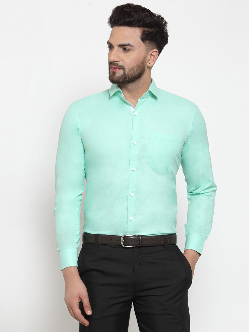 Jainish Green Formal Shirt with white detailing ( SF 419Green ) - Distacart