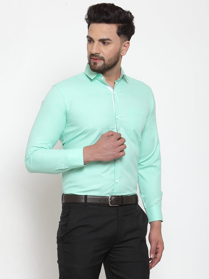Jainish Green Formal Shirt with white detailing ( SF 419Green ) - Distacart