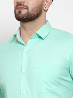 Thumbnail for Jainish Green Formal Shirt with white detailing ( SF 419Green ) - Distacart
