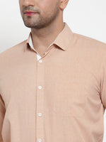 Thumbnail for Jainish Light-Brown Formal Shirt with white detailing ( SF 419Light-Brown ) - Distacart