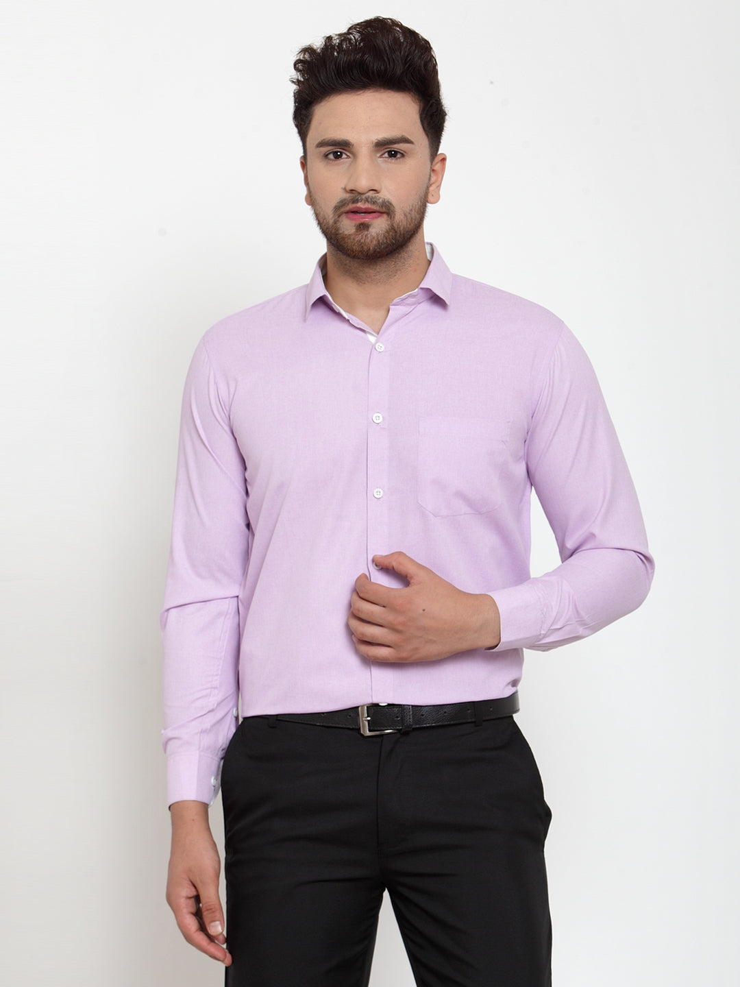 Jainish Light-Purple Formal Shirt with white detailing ( SF 419Light-Purple ) - Distacart