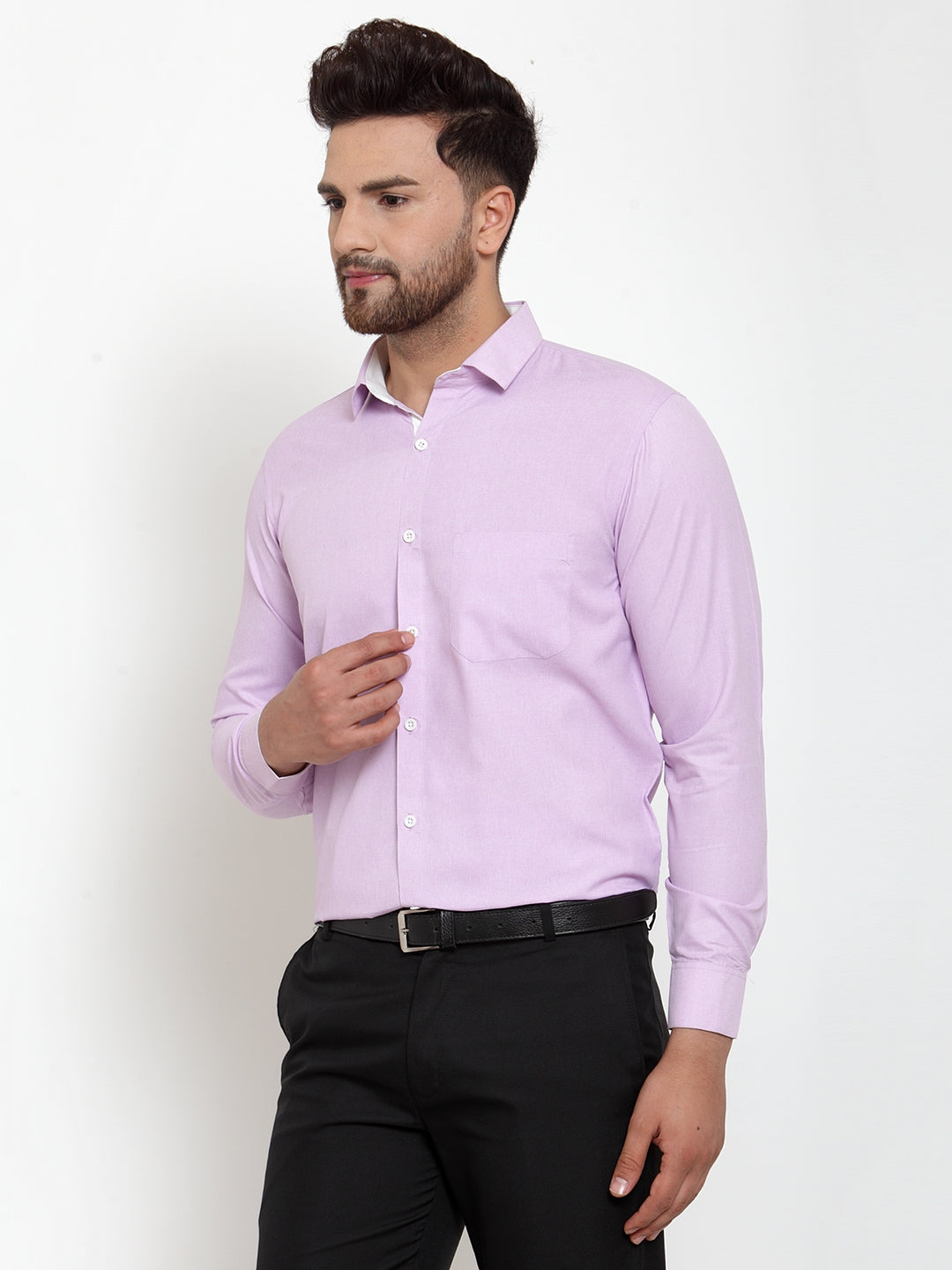 Jainish Light-Purple Formal Shirt with white detailing ( SF 419Light-Purple ) - Distacart
