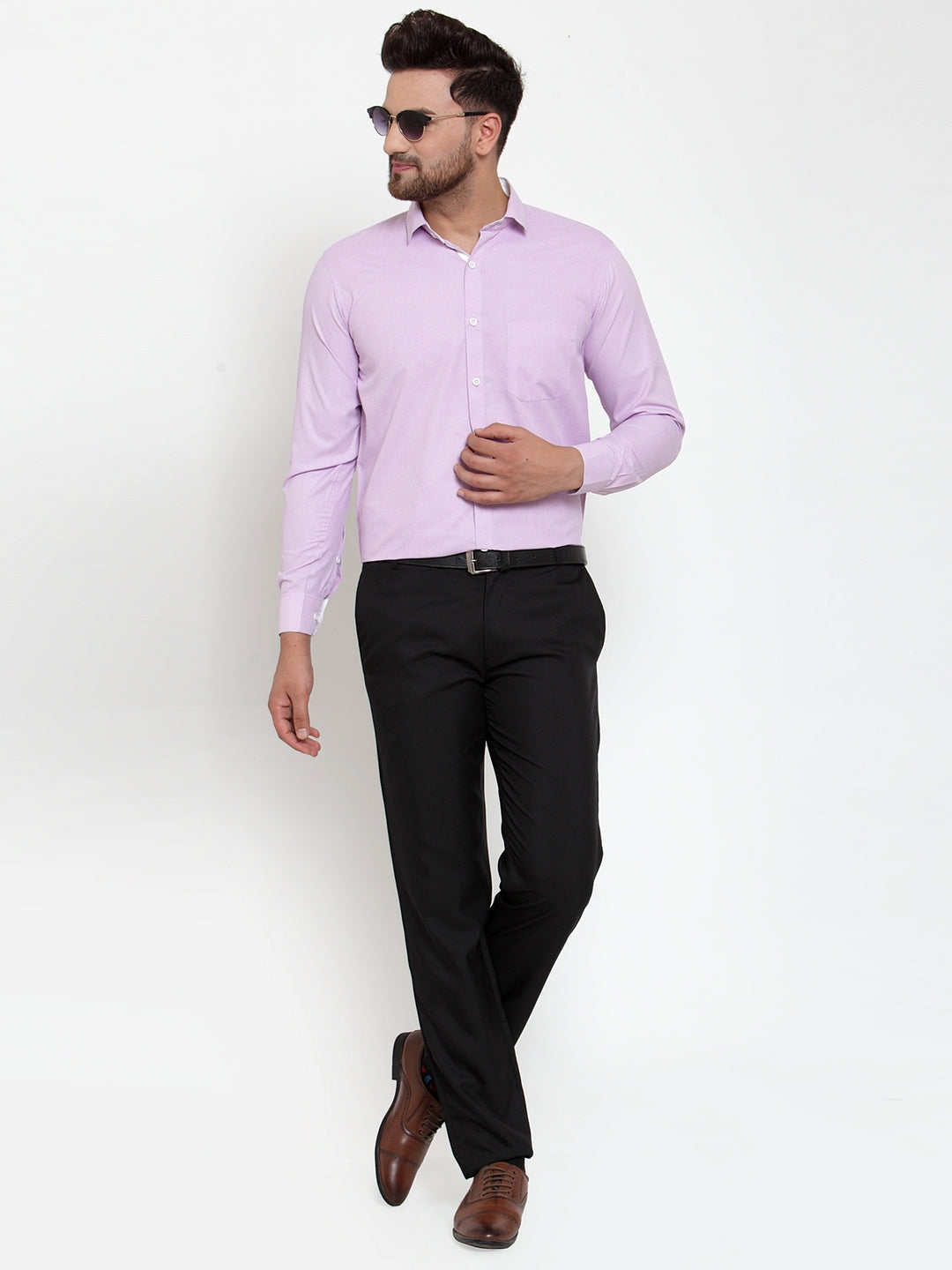 Jainish Light-Purple Formal Shirt with white detailing ( SF 419Light-Purple ) - Distacart