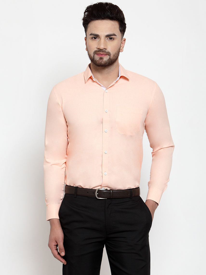 Jainish Orange Formal Shirt with white detailing ( SF 419Orange ) - Distacart