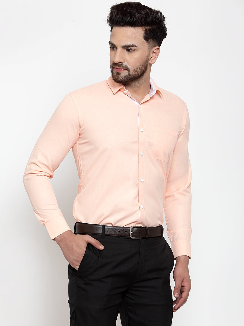 Jainish Orange Formal Shirt with white detailing ( SF 419Orange ) - Distacart