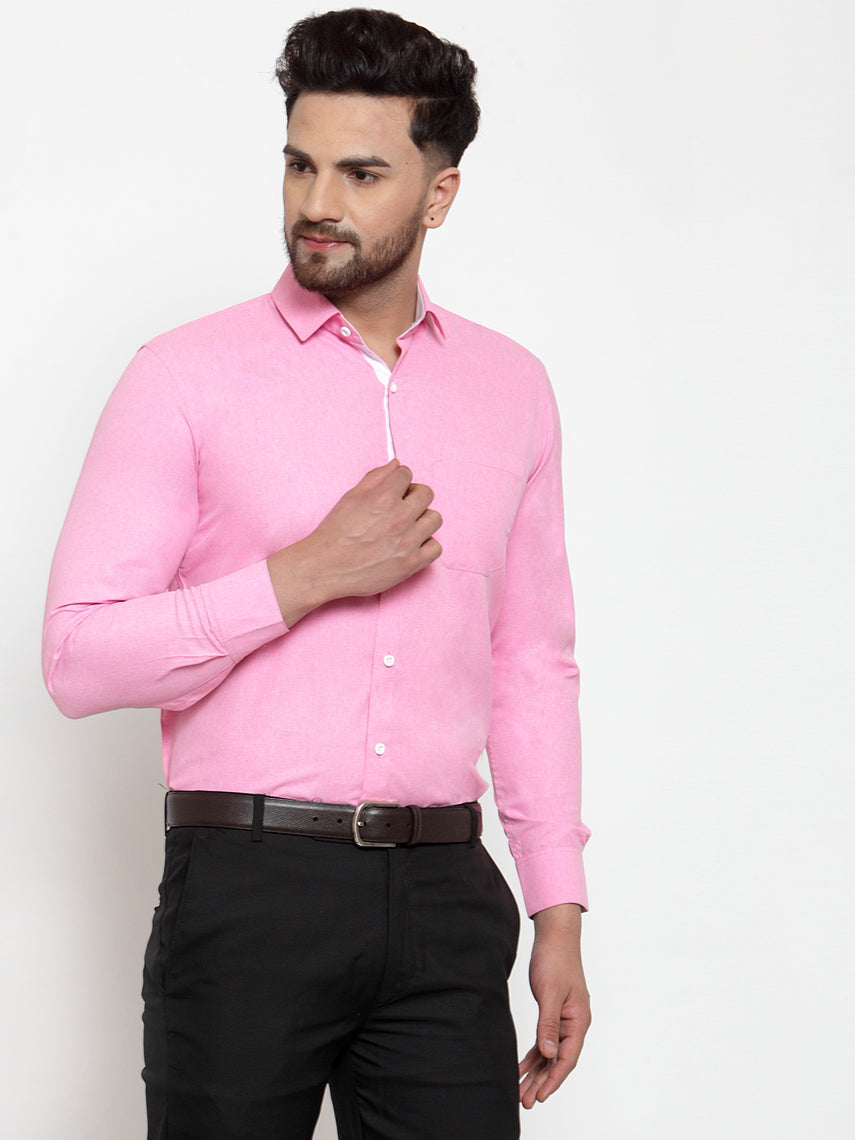 Jainish Pink Formal Shirt with white detailing ( SF 419Pink ) - Distacart