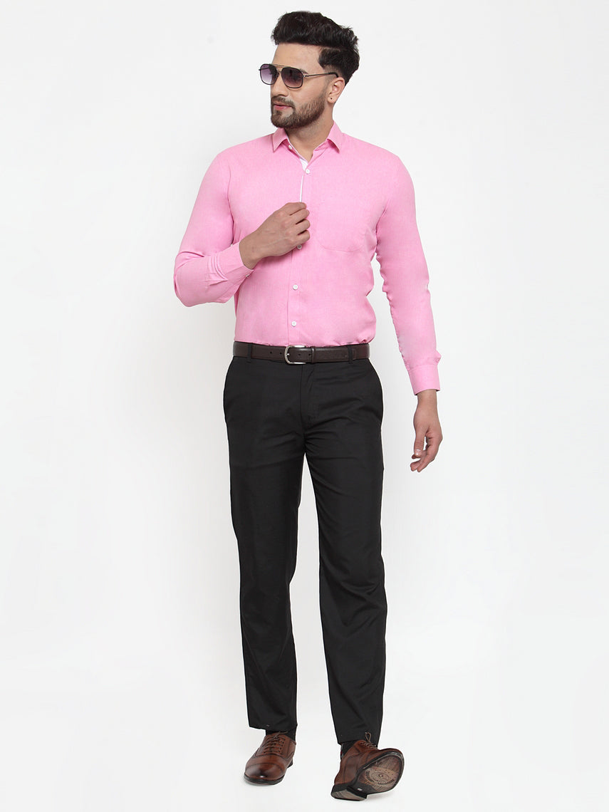 Jainish Pink Formal Shirt with white detailing ( SF 419Pink ) - Distacart