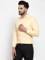 Thumbnail for Jainish Yellow Formal Shirt with white detailing ( SF 419Yellow ) - Distacart