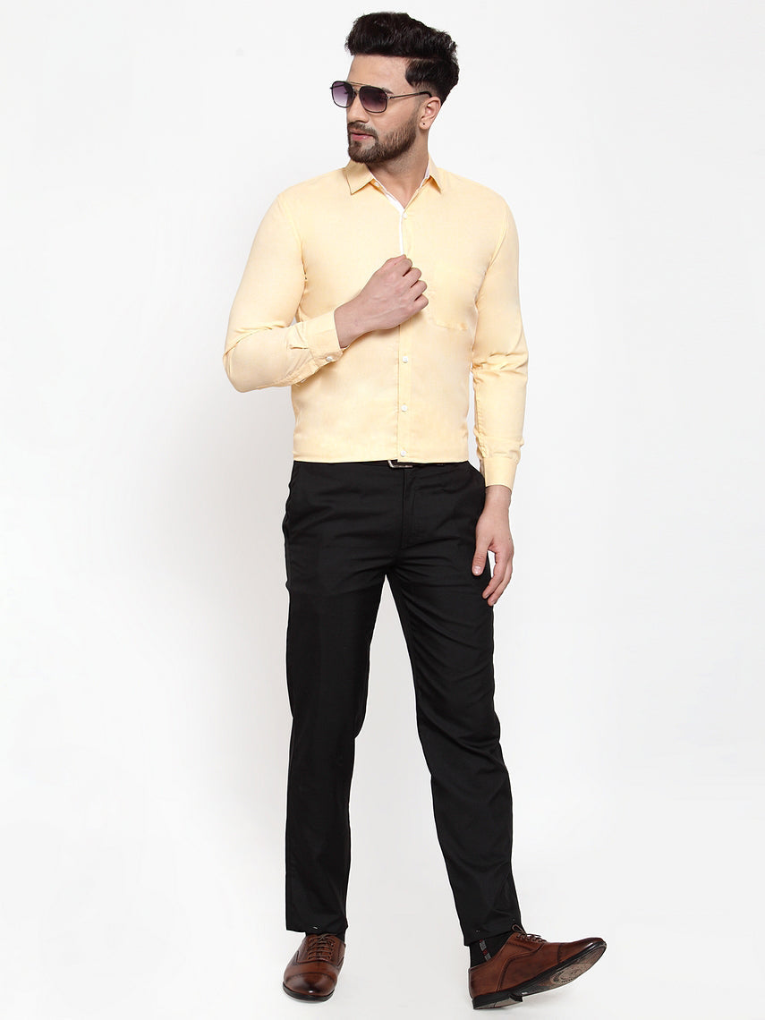 Jainish Yellow Formal Shirt with white detailing ( SF 419Yellow ) - Distacart