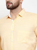 Thumbnail for Jainish Yellow Formal Shirt with white detailing ( SF 419Yellow ) - Distacart