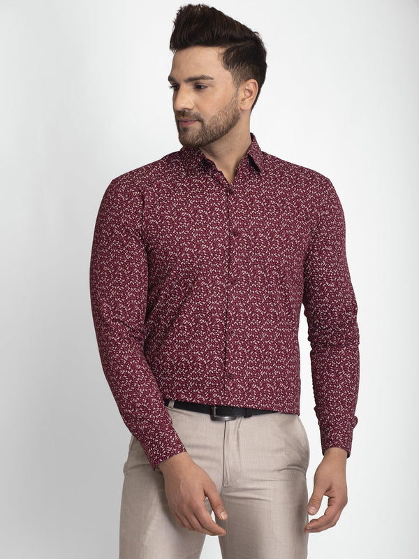 Jainish Maroon Printed Formal Shirt ( JSF 426Maroon ) - Distacart